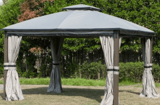 Light Gray & Black Replacement Canopy For Shadow Creek Gazebo (10 ft. x 12 ft. ) L-GZ401PST-C1 Sold At Big Lots
