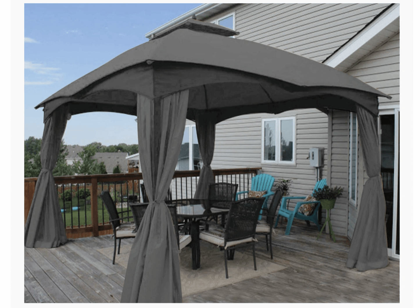 LOWES GREY 10 X 12 GAZEBO REFRESH BUNDLE CANOPY,BUG SCREEN,CURTAIN ALL IN ONE