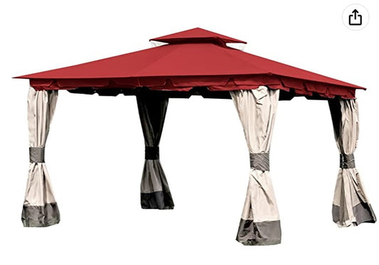 Scalloped Gazebo Red Replacement Canopy  Rip Lock 350  L-GZ512PST-4  350