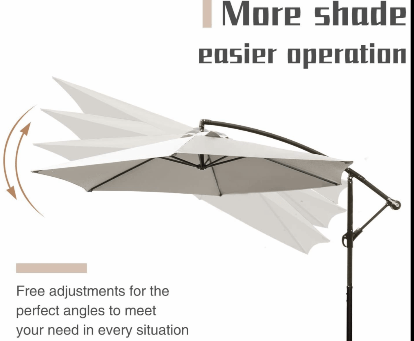 Offset Umbrella 10FT Cantilever Patio Hanging Umbrella Outdoor Market Umbrella with Crank and Cross Base (Beige)