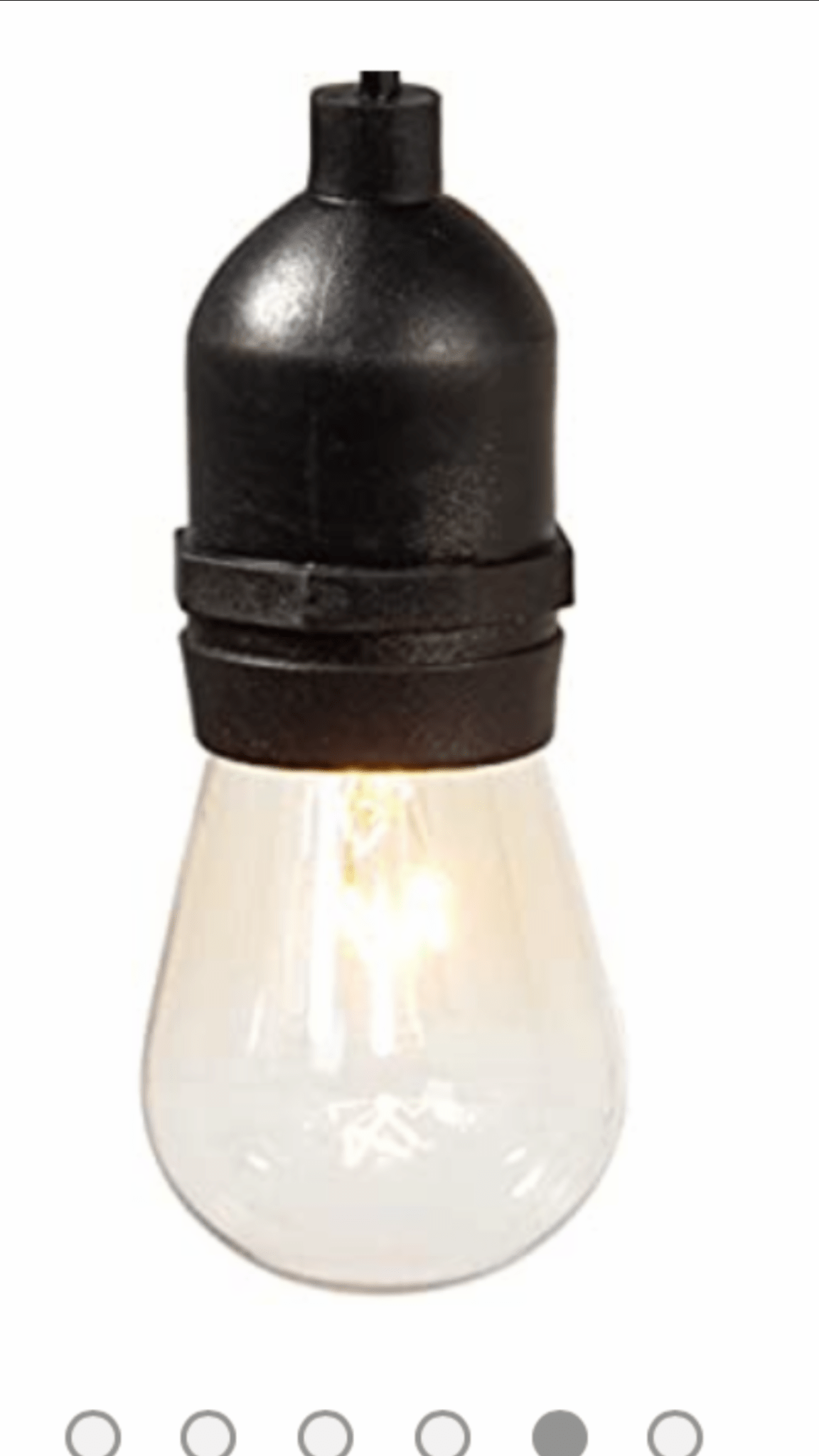 Outdoor Commercial Grade 24-Foot Weatherproof Hanging Patio String Lights w/Energy Efficient Design, Black