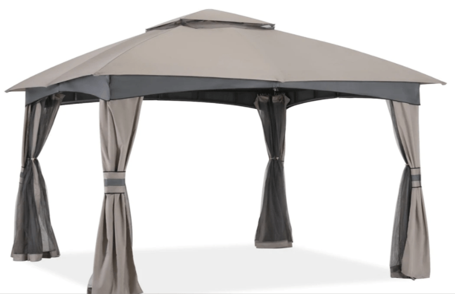 Patio Garden Gazebo 10x12 with Mosquito Netting+ Double Soft-top Light Gray