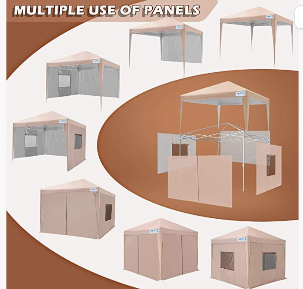 Privacy 8x8 Ez Pop up Canopy Tent Enclosed Instant Canopy Shelter Portable with Sidewalls and Mesh Windows Waterproof (Tan)