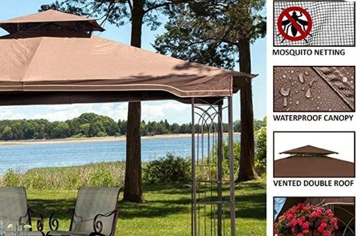 10' X 12' Regency Softop Gazebo for Outdoor Patio with Mosquito Netting (Dark Brown)