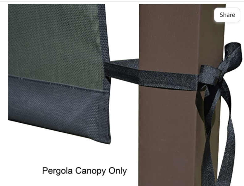 Replacement Sling Canopy (with Ties) for 10x10 FT Pergola #S-J-110 & TP15-048C (Charcoal) (Canopy TOP ONLY)