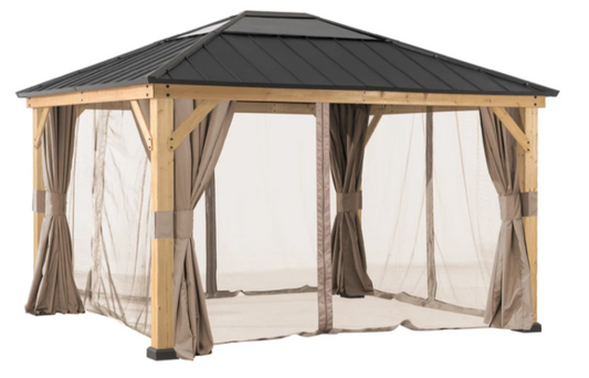 Sunjoy Universal Curtains and Mosquito Netting for 11 ft. ×13 ft. Wood-Framed Gazebos