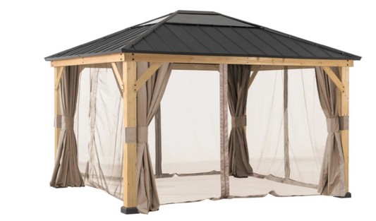 Sunjoy Universal Curtains and Mosquito Netting for 12 ft. × 14 ft. for Wood-Framed Gazebos