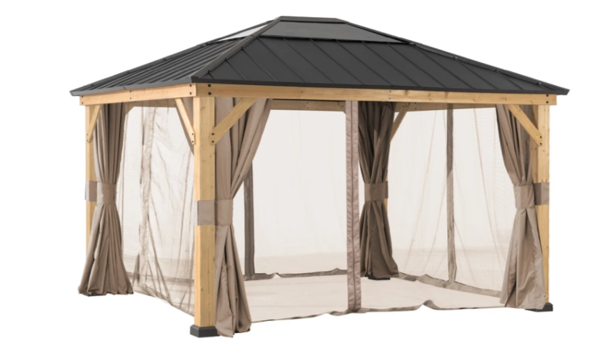 Sunjoy Universal Curtains and Mosquito Netting for 13 ft. × 15 ft. Wood-Framed Gazebos