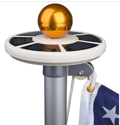 Sunnytech 2nd Generation Solar Flag Pole 20led Light, Brightest, Most Powerful, Longest Lasting & Most Flag Coverage, LED Downlight Light up Flag on Most 15 to 25Ft Flagpole, Upgraded Electric Circuit