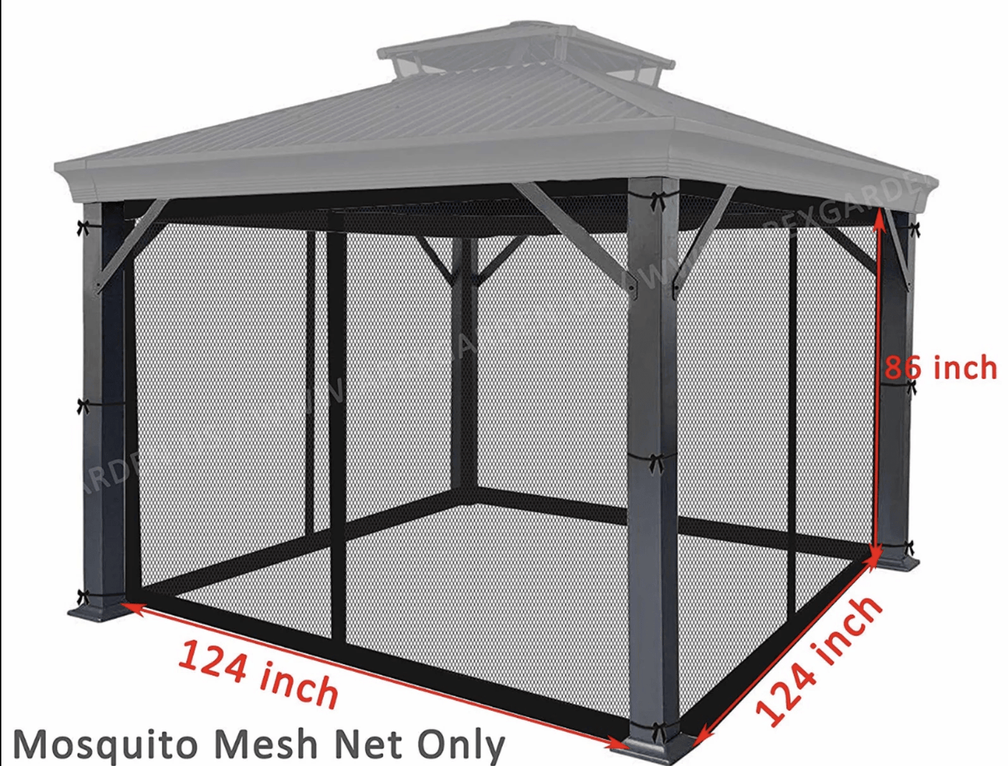 UNIVERSAL 10 X 10 GAZEBO MOSQUITO REPLACEMENT SCREEN BLACK