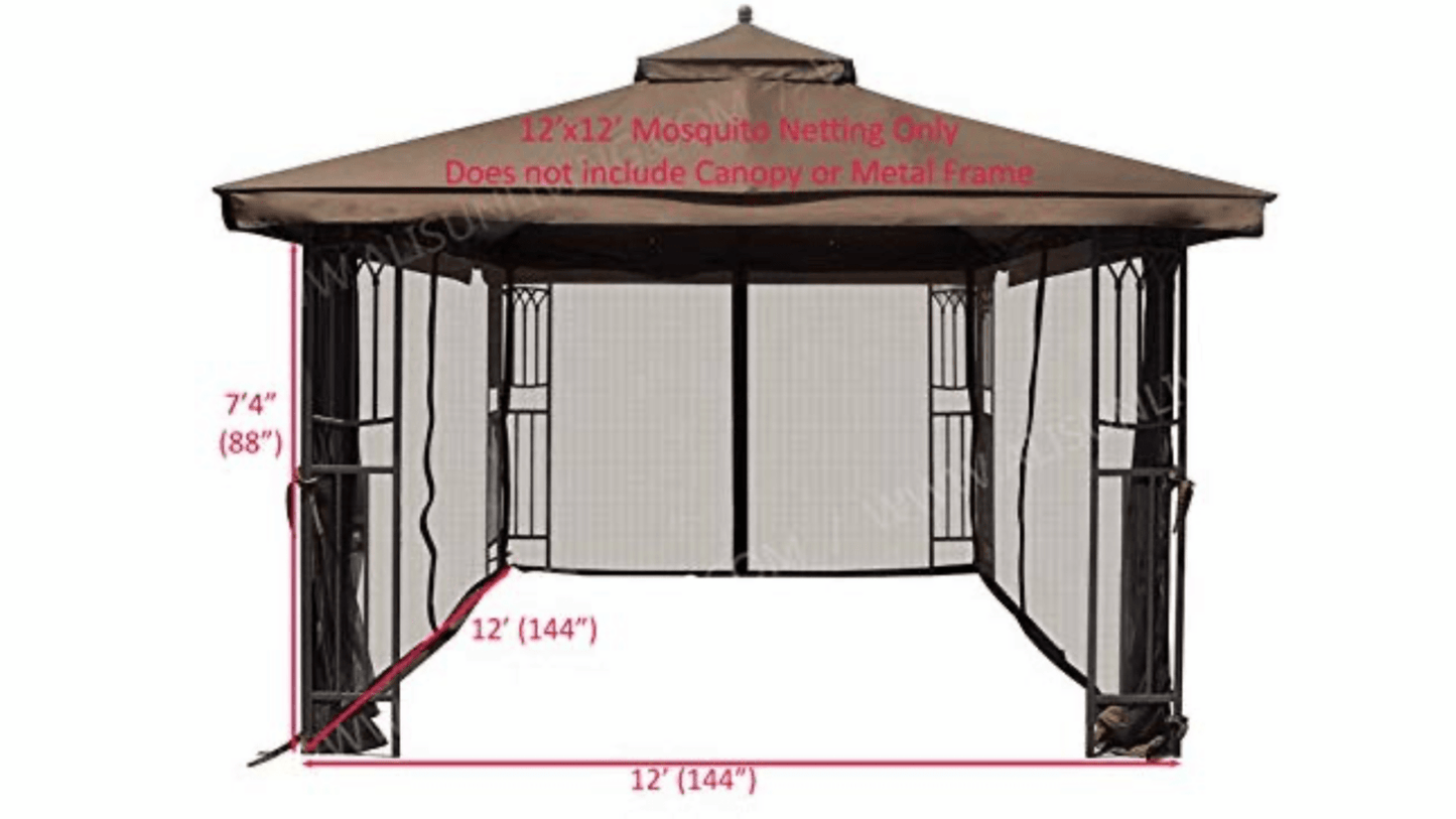 Universal 12' x 12' Gazebo Mosquito Netting (Brown)