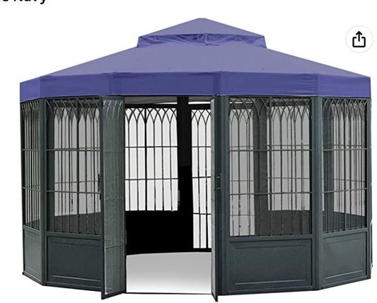 Vinyard L-GZ133PST-4 Gazebo Replacement Canopy Navy - Rip Lock 350