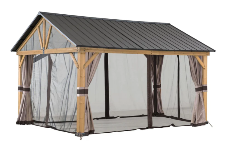 Replacement Universal Curtains and Mosquito Netting for 10 ft. ×12 ft. Wood-Framed Gazebos (W/Netting Tube)